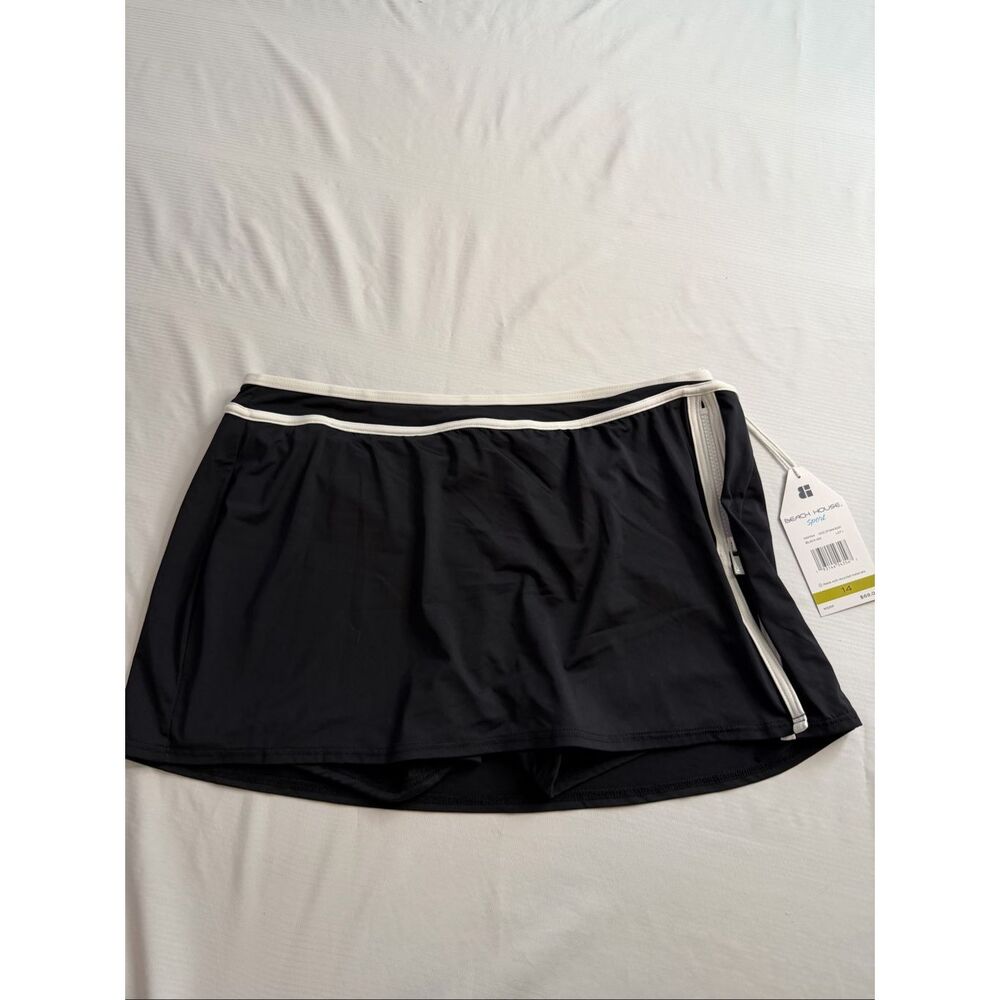 NWT Beach House Sport Excel Zip Black Swim Skort Skirt Size 14 New